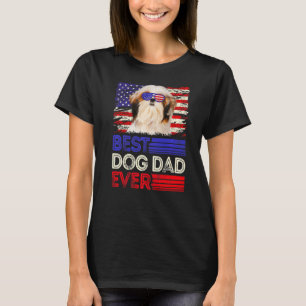 Camiseta Hombres Mejor Papa Shih Tzu Nunca Patrioti Bandera