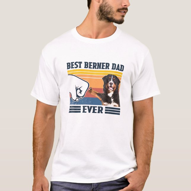Camiseta Hombres Mejor Perro de Montaña de Berna Papá Curio (Anverso)
