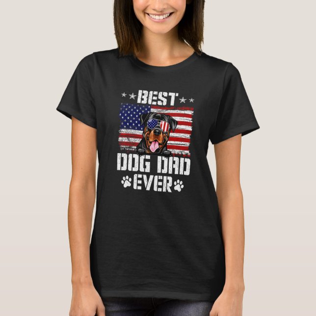Camiseta Hombres Mejor Perro Padre Nunca Rottweiler Bandera (Anverso)