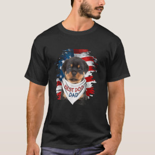 Camiseta Hombres Mejor Rottweiler Papá Nunca Bandera Estado