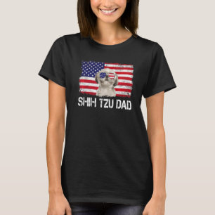Camiseta Hombres Mens Shih Tzu Dad Bandera Estadounidense 4