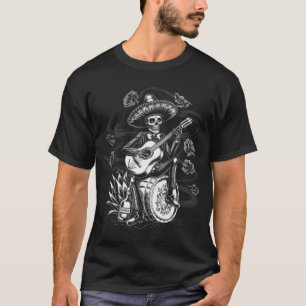 Camiseta Hombres México Vintage Esqueleto Día De Los Muerto