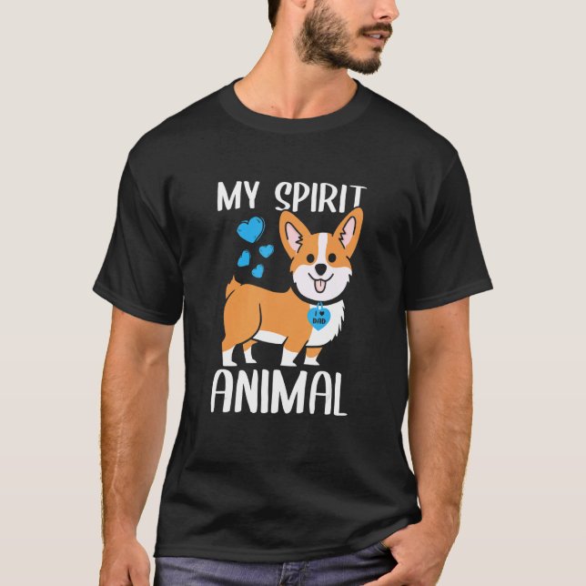 Camiseta Hombres Mi Espíritu Animal Corgi Perro I Amo Coraz (Anverso)
