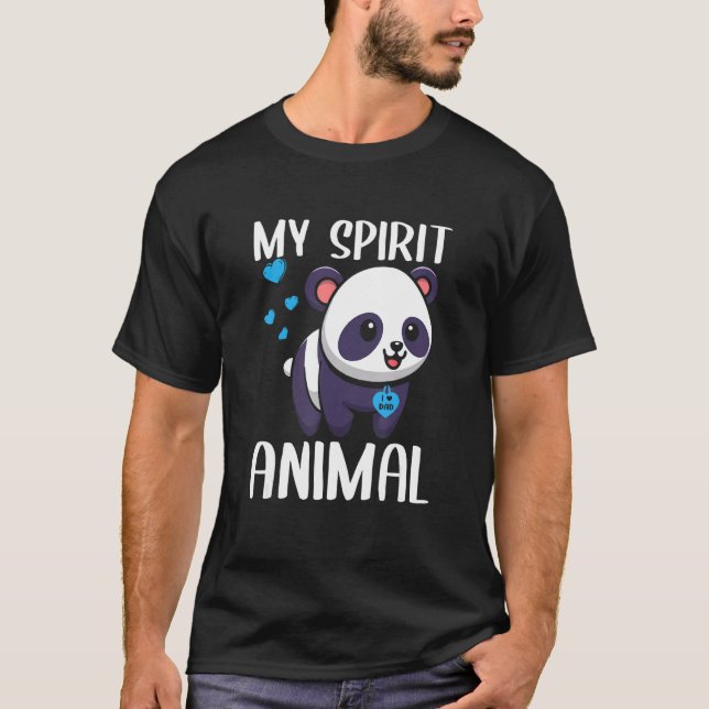 Camiseta Hombres Mi Espíritu Animal Panda I Love Dad Heart  (Anverso)