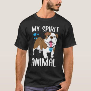 Camiseta Hombres mi espíritu Bulldog animal Amo el corazón 