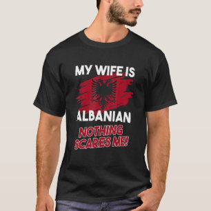 Camiseta Hombres Mi Esposa Es Bandera Albanesa Águila Alban