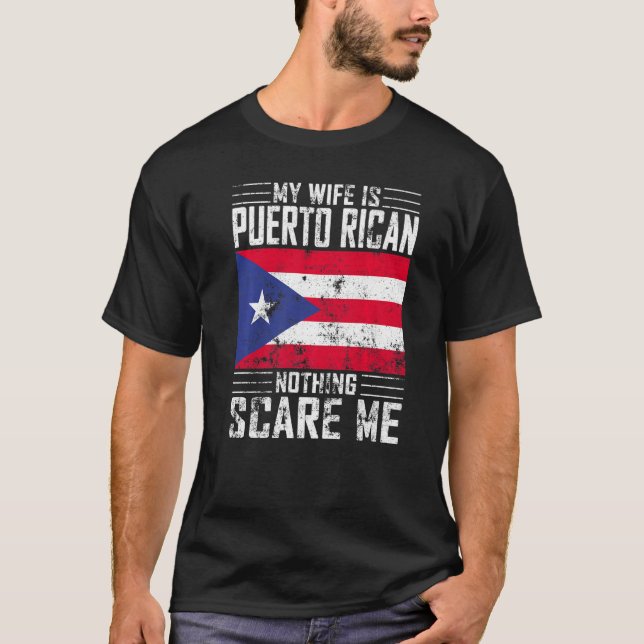 Camiseta Hombres, mi esposa es puertorriqueña, nada me asus (Anverso)