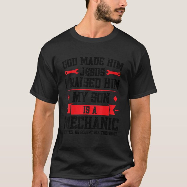 Camiseta Hombres Mi Hijo Es Un Papá Mecánico (Anverso)