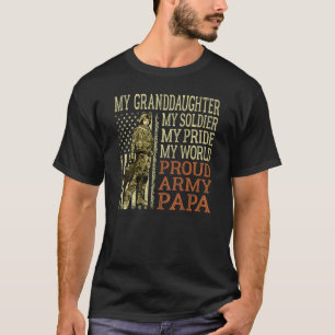 Camiseta Hombres Mi Nieta Mi Soldado Héroe Orgulloso Ejérci