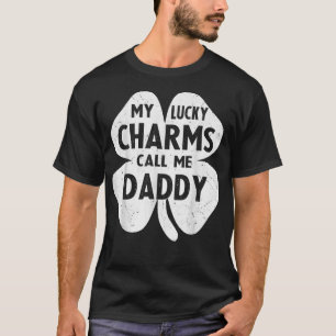 Camiseta Hombres Mi Suerte Me Llama Papá Divertido St Patri