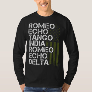Camiseta Hombres militares RETIRADOS Mujeres Alfabeto fonét