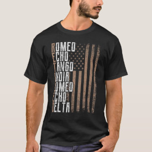 Camiseta Hombres militares RETIRADOS Mujeres Alfabeto fonét
