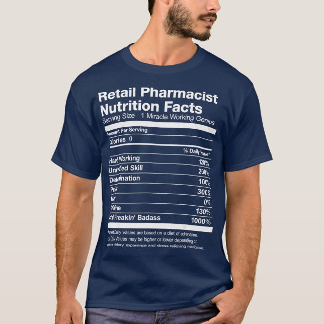 Camiseta Hombres Minoristas Farmacéuticos Nutrición Hechos  (Anverso)