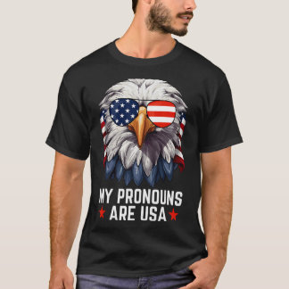 Camiseta Hombres Mis Pronouns Son Eagle Funny 4 De Julio A
