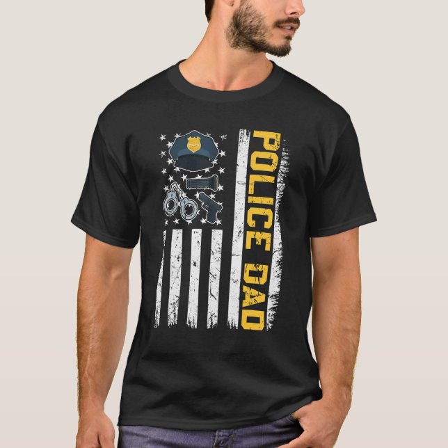 Camiseta Hombres Molestos Policía De Bandera De Ee.Uu. Papá (Anverso)