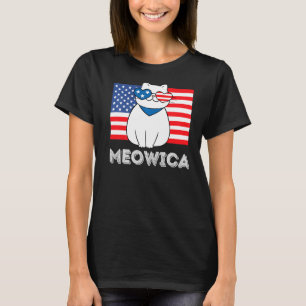 Camiseta Hombres Mujeres 4 De Julio Bandera Americana Gato