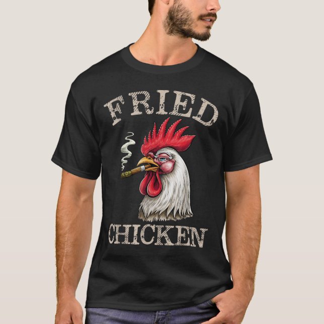 Camiseta Hombres mujeres con maleza gráfica de pollo fumand (Anverso)