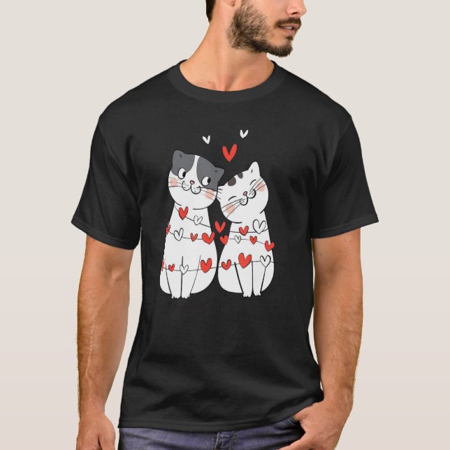 Camiseta Hombres Mujeres De Gato el día de San Valentín Niñ (Anverso)