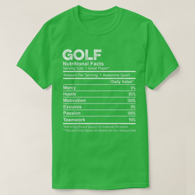 Camiseta Hombres Mujeres Jugadoras de Nutrición de Golf Gra (Diseño del anverso)