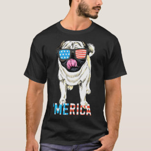 Camiseta Hombres Mujeres Niños 4 De Julio Merica Pug Bander