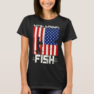 Camiseta Hombres Mujeres Niños Bandera Americana Pescar Viv
