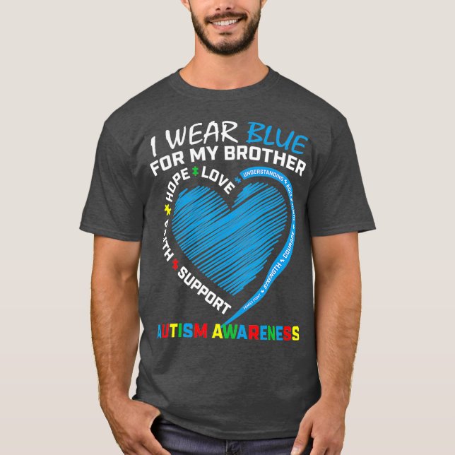 Camiseta Hombres Mujeres Niños Que Llevo Azul Por El Autism (Anverso)