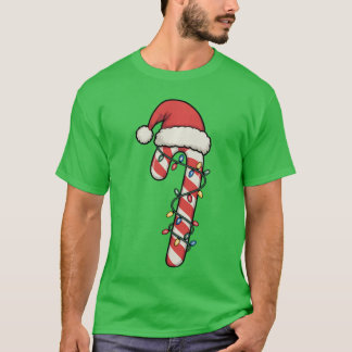 Camiseta Hombres Mujeres Niños Santa Caña de Caramelo Navid