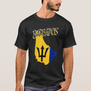Camiseta Hombres Mujeres Orgullosos Bandera de Barbados Map