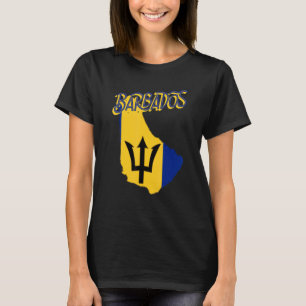 Camiseta Hombres Mujeres Orgullosos Bandera de Barbados Map