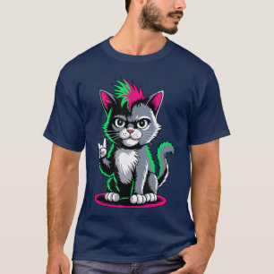Camiseta Hombres Mujeres Punk Rock Gato Divertido vintage