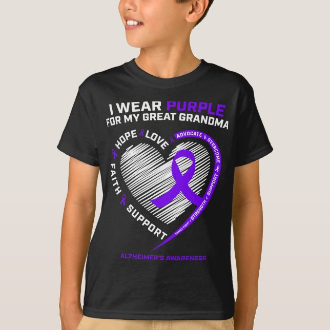Camiseta Hombres Mujeres Púrpura Gran Abuela Alzheimers (Anverso)