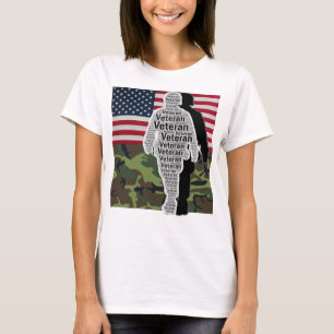 Camiseta Hombres Mujeres Veteranas del Ejército de Camuflaj