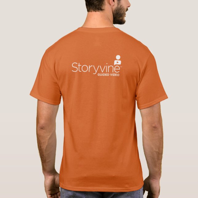 Camiseta - Hombres: Naranja con un icono de SV gra (Reverso)