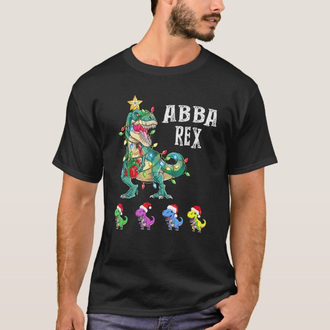 Camiseta Hombres Navidades Abba Rex Con Nietos De T Rex 1 (Anverso)