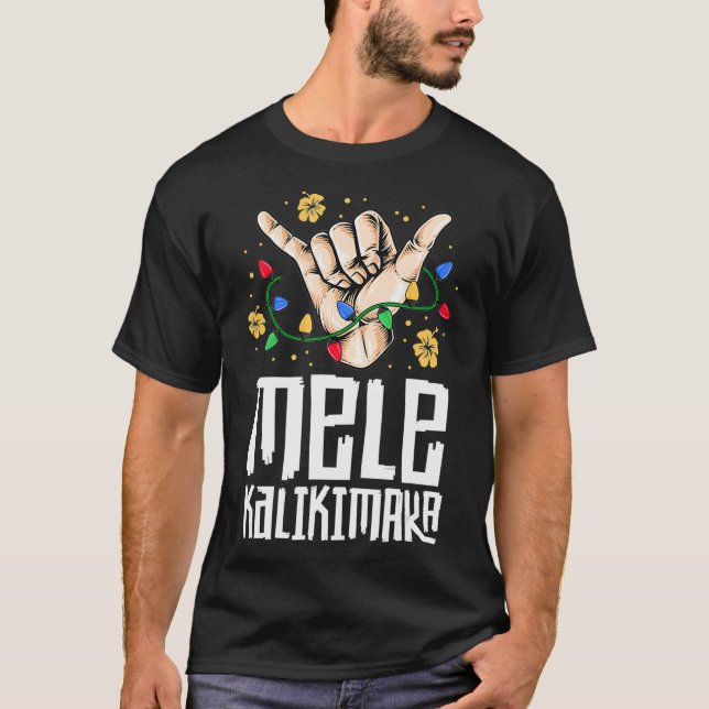 Camiseta Hombres Navidades de Hawái Mele Kaliki Shaka Kalik (Anverso)