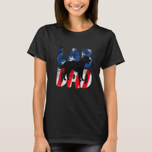 Camiseta Hombres Negro Labrador Papá Ee.Uu. Bandera America