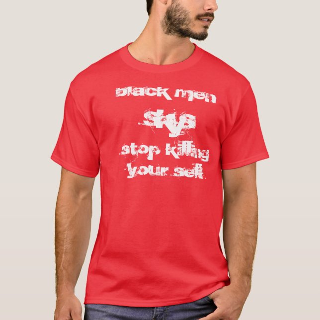 Camiseta hombres negros, s, k, y, s, parada que mata a su (Anverso)