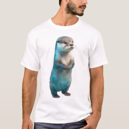 Camiseta Hombres nutria de pie con salpicaduras azules surr
