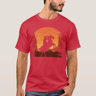 Camiseta Hombres Occidente Cowboy Caballo montando divertid