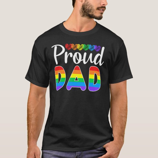 Camiseta Hombres Orgullosos DAD Padres Día LGBTQ Bandera Ar (Anverso)