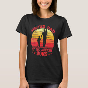 Camiseta Hombres Orgullosos De Papá De Dos Hijos Ilustrador