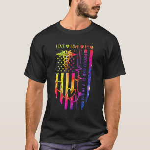 Camiseta Hombres Orgullosos Papá De Una Enfermera Bandera E