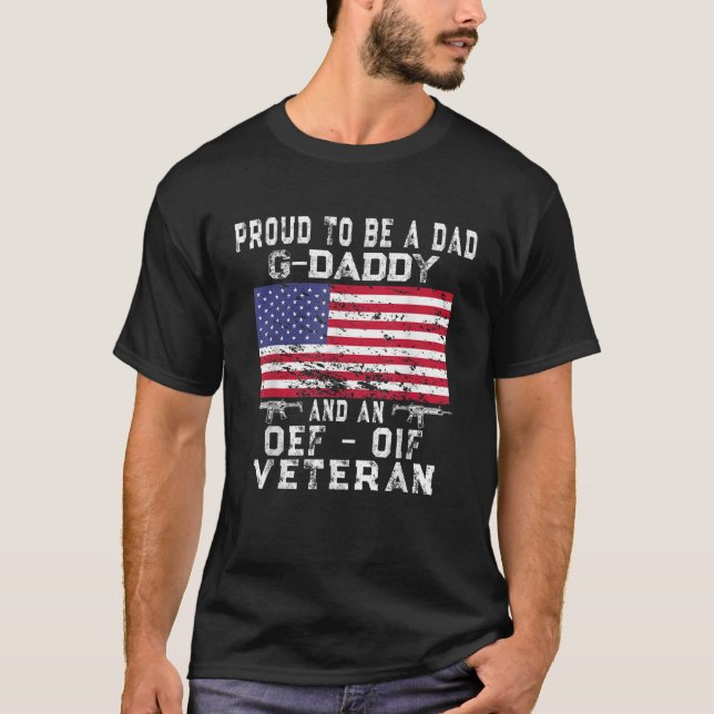 Camiseta Hombres Orgullosos Papá G Daddy OEF Veterano Retro (Anverso)
