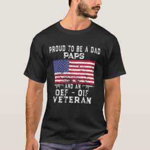 Camiseta Hombres Orgullosos Paps OEF Veterano Retro Bandera