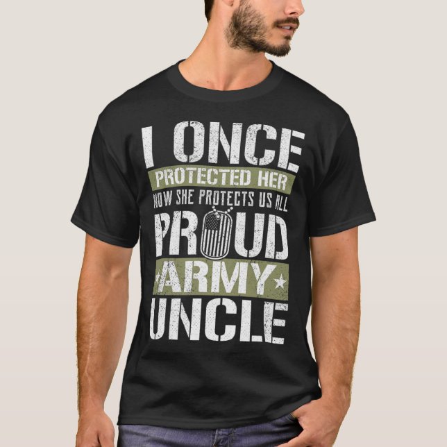 Camiseta Hombres Orgullosos Tíos del Ejército Apoyan A La s (Anverso)