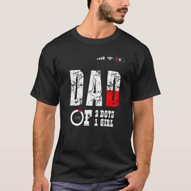 Camiseta Hombres Padre De 2 Niños 1 Chica Padre O Abuelo De (Anverso)