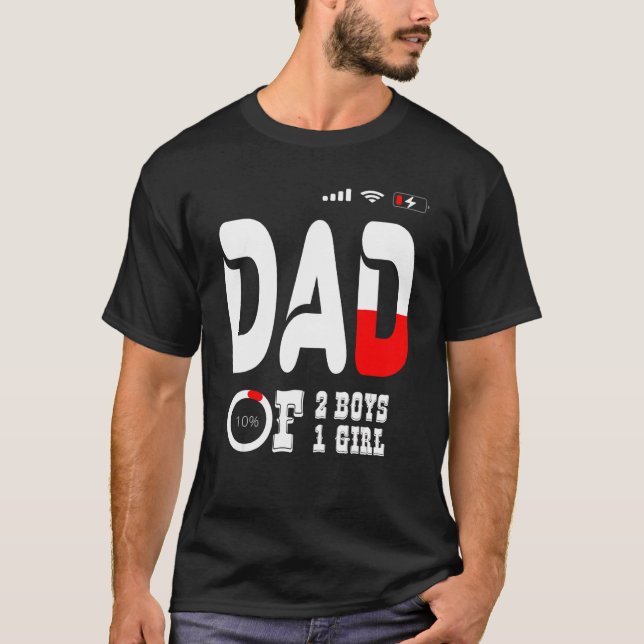 Camiseta Hombres Padre De 2 Niños 1 Chica Padre O Abuelo De (Anverso)