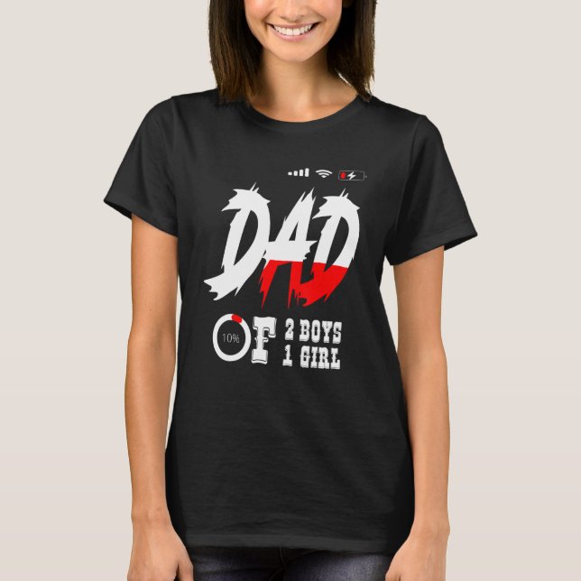 Camiseta Hombres Padre De 2 Niños 1 Chica Padre O Abuelo De (Anverso)