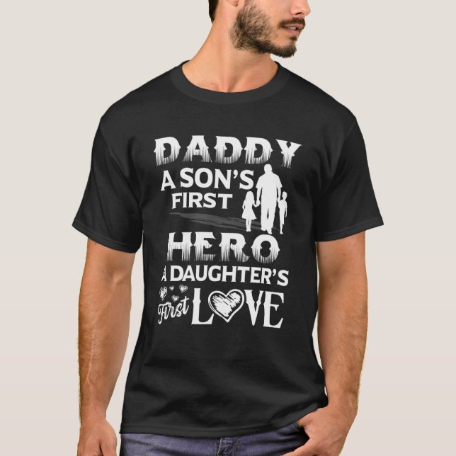 Camiseta Hombres Padre Día Papi Hijos Primeras Hijas Fi (Anverso)