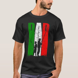 Camiseta Hombres Padre E Hijo Pescador Angler Bandera Itali